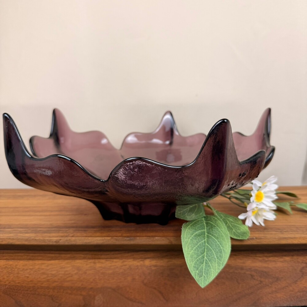 Viking Glass Hustard Epic Stockholm Amethyst Spiked Lotus 13" Bowl MCM